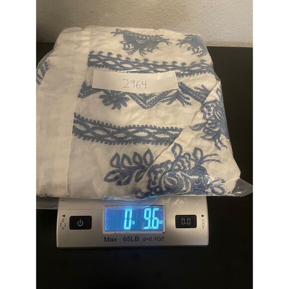 Johnny Was Los Angeles Vest Womens Small White Blue Embroidered Linen Open Front - Picture 7 of 7